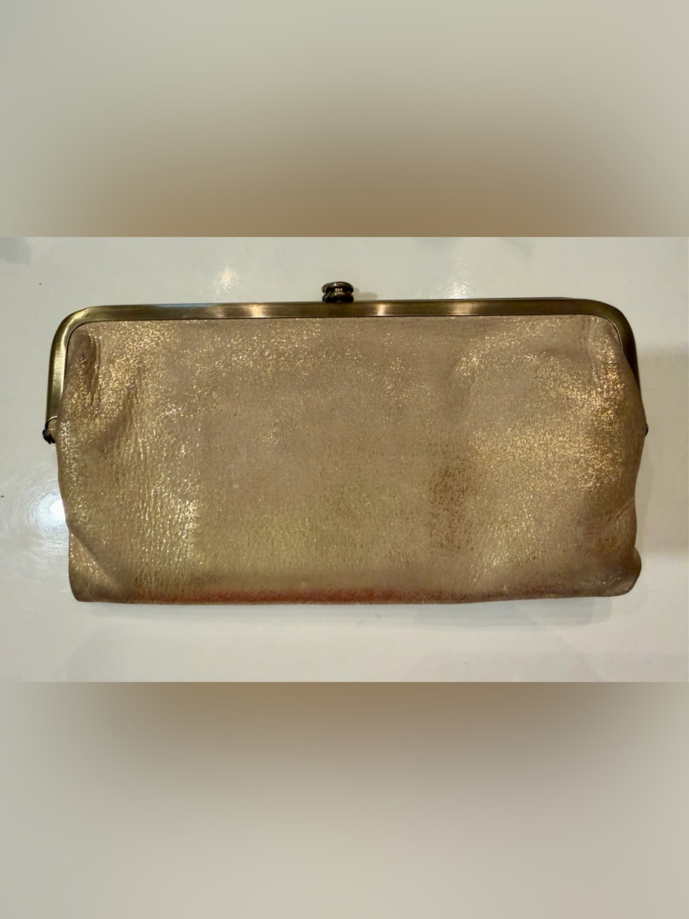 HOBO Metallic Gold Lauren Clutch Wallet
